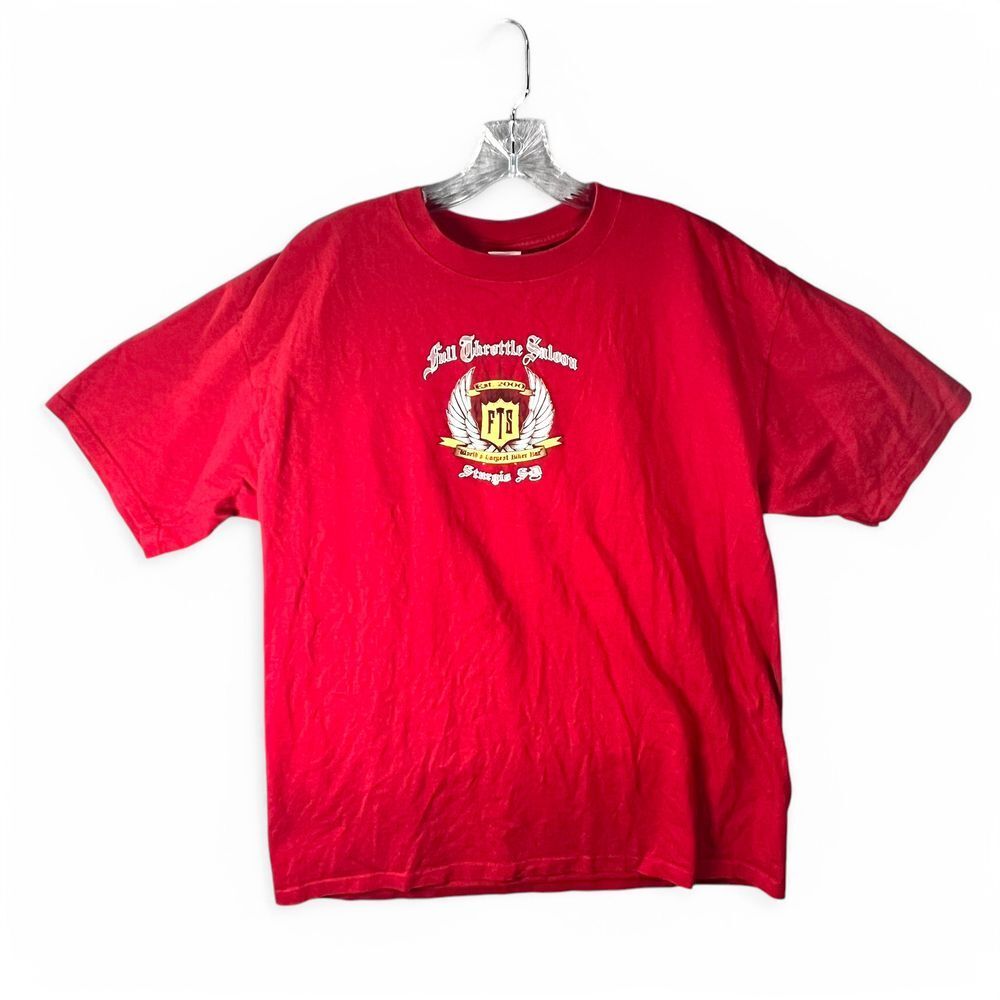 Full Throttle Saloon Sturgis Tee Sz XL SD‎ Biker Bar Red Graphic T-Shirt Tee